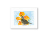 California Poppies & Quail – California Spring Watercolor Print