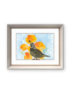 California Poppies & Quail – California Spring Watercolor Print