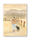 Favorite Walk In California Foothills Border Collie Watercolor Art Print