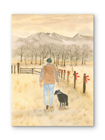 Favorite Walk In California Foothills Border Collie Watercolor Art Print