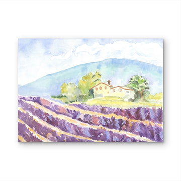 Hills of Provence – Lavender Watercolor Print by Claudia Buchanan
