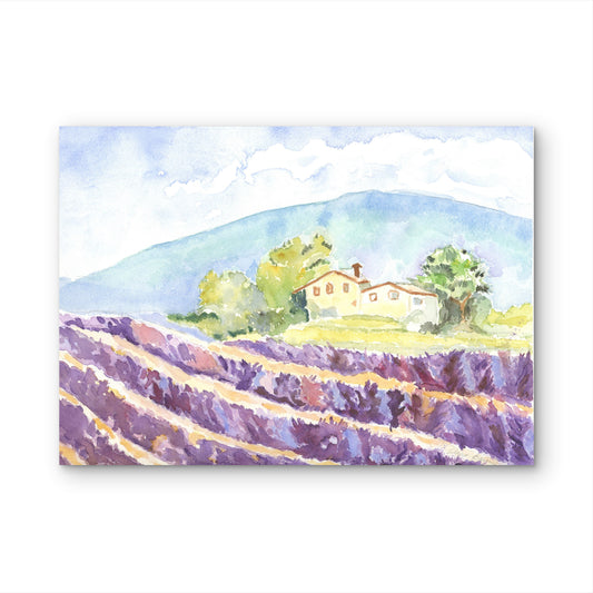 Hills of Provence – Lavender Watercolor Print by Claudia Buchanan