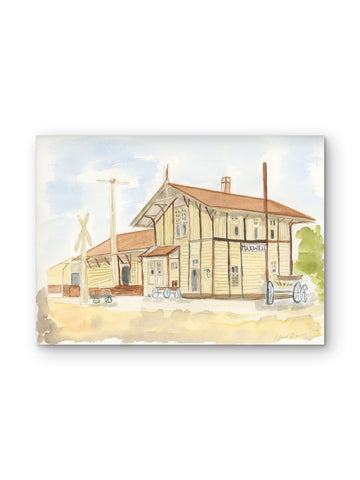 Maxwell Train Depot, 1905 — Watercolor Sketch Art Print
