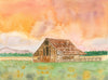 Rusty Roof Barn at Sunset — Northern California Watercolor Art Print