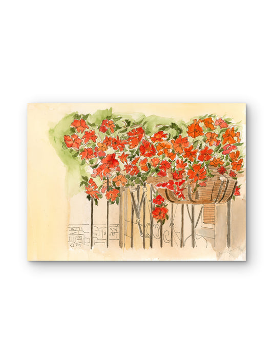 Patio of Color — Vibrant Blooms Watercolor Art Print