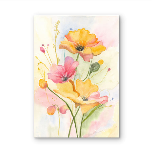 Pink Lemonade Floral Watercolor Print by Claudia Buchanan