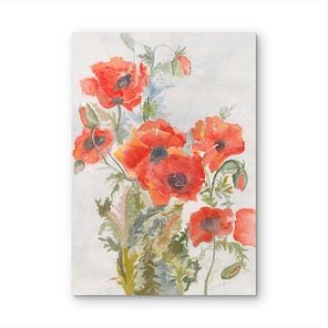 Red Poppies Bouquet — Watercolor Floral Art Print