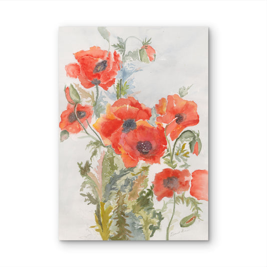 Red Poppies Bouquet — Watercolor Floral Art Print