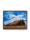 Williams Barn, Rusted Roof — Original Framed Textile Fiber Art Wall Hanging by Claudia Buchanan