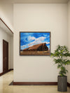 Williams Barn, Rusted Roof — Original Framed Textile Fiber Art Wall Hanging by Claudia Buchanan