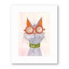 Whimsical Smokey the Blue Cat Watercolor Print — Matted or Framed