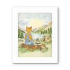 Stanley the Orange Tabby Camping  Watercolor PrintS
