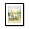 Stanley the Orange Tabby Camping  Watercolor PrintS
