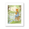 Tabby Cat Fishing at the Pond — Original Watercolor Painting
