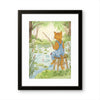 Tabby Cat Fishing at the Pond — Original Watercolor Painting