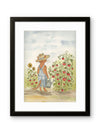 Orange Tabby Cat Picking Tomatoes Watercolor Print
