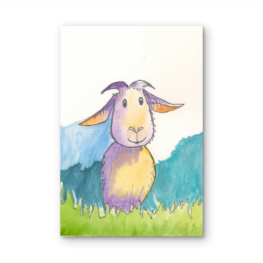 Sweet Billie Goat Whimsical Watercolor Print