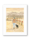 Favorite Walk In California Foothills Border Collie Watercolor Art Print