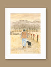 Favorite Walk In California Foothills Border Collie Watercolor Art Print