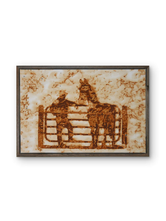 Long Day on the Range — Original Rust Transfer Art on Organic Cotton Canvas by Claudia Buchanan