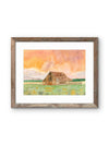 Rusty Roof Barn at Sunset — Northern California Watercolor Art Print