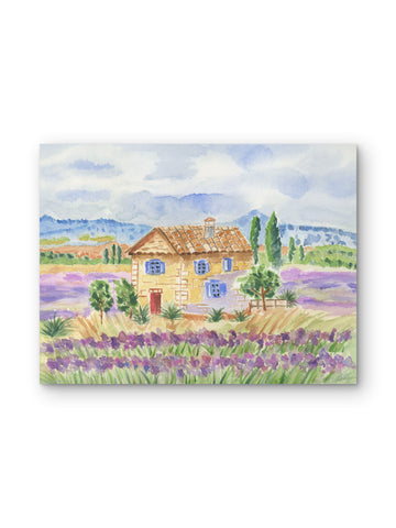 Provence Lavender Field — France Watercolor Art Print
