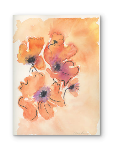 Orange Poppies — Happy Floral Watercolor Art Print