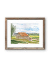 Sonoma County Barn & Vineyard — Wine Country Watercolor Art Print